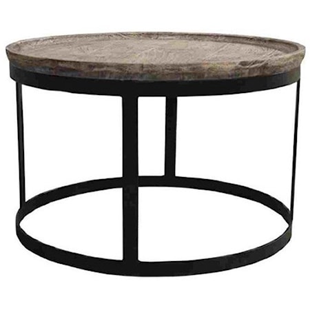 Mango Wood and Metal End Table